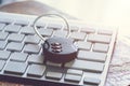 Black security lock with pass-code or password on computer keyboard Royalty Free Stock Photo