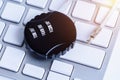 Black security lock with pass-code or password on computer keyboard Royalty Free Stock Photo