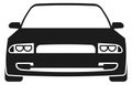 Black sedan icon. Urban car front view