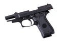Black semi automatic handgun on a white background Royalty Free Stock Photo