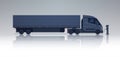 Black Semi Truck Trailer Charging At Electric Charger Station Horizontal Banner