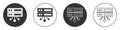 Black Server, Data, Web Hosting icon isolated on white background. Circle button. Vector Royalty Free Stock Photo