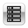 Black Server, Data, Web Hosting icon isolated on white background. Silver square button. Vector Royalty Free Stock Photo