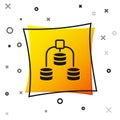 Black Server, Data, Web Hosting icon isolated on white background. Yellow square button. Vector Royalty Free Stock Photo