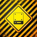 Black Server, Data, Web Hosting icon isolated on yellow background. Warning sign. Vector Royalty Free Stock Photo
