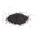 Black sesame seeds heap for cooking isolated on white background. Royalty Free Stock Photo