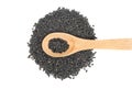 Black sesame in spoon Royalty Free Stock Photo