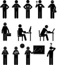 Black set people pictogram with gadgets on job. Template for bu Royalty Free Stock Photo