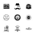 9 Black Set of Vector Happy fathers day. Typography Vintage Icons. Lettering for greeting cards. banners. t-shirt design. Fathers Royalty Free Stock Photo