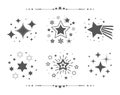 Black sets of abstract silhouette stars icons design elements set on white