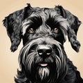 Whimsical Illustration Of Black And White Giant Schnauzers Royalty Free Stock Photo