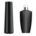 Black shampoo bottle. Cosmetic container lotion