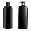 Black shampoo bottle. Cosmetic package mockup, 3d