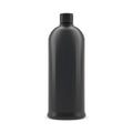 Black shampoo bottle. Plastic cosmetic container