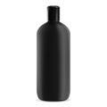 Black shampoo bottle. Plastic cosmetic package