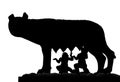 black shape of Capitoline Wolf called Lupa Capitolina in Italian