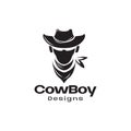 Black shape portrait cowboy with hat and bandana logo design vector graphic symbol icon sign illustration creative idea