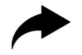 Black share arrow icon, curved forward symbol for social media and communication apps. Minimalistic share button for web
