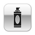 Black Shaving gel foam icon isolated on white background. Shaving cream. Silver square button. Vector Illustration