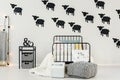 Black sheep stickers in bedroom Royalty Free Stock Photo