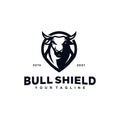 Black Shield Bull Logo Design Template Inspiration idea Royalty Free Stock Photo