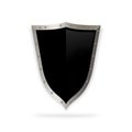 Black shield with chrome riveted border.