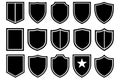 Black shield emblems with white borders badge crest Royalty Free Stock Photo