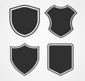 Black shield icon set with different shapes. Royalty Free Stock Photo