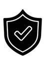Black shield icon with a white outline and a check mark inside. Royalty Free Stock Photo