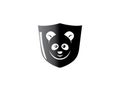 Black shield with panda face in the middle for logo design Royalty Free Stock Photo