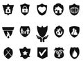 Black shield protect icons set