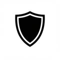 Black shield silhouette on a white background, featuring a simple, classic shape with Royalty Free Stock Photo