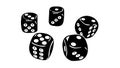 Black shiny glossy dices for players