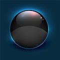 Black shiny mirror circle frame on blue background