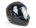 Black, shiny motorcycle helmet