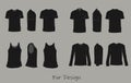 Black shirts for design templates front, back, and side views vector.