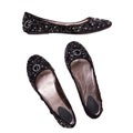 Black shoes with precious stones Royalty Free Stock Photo