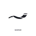 black shofar isolated vector icon. simple element illustration from religion concept vector icons. shofar editable logo symbol