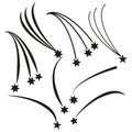 black shooting stars icon. Shooting set icon. Space icon set. Star icon. Vector illustration. Royalty Free Stock Photo