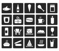 Black Shop and Foods Icons Royalty Free Stock Photo