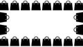 Black shopping bags create a border Royalty Free Stock Photo