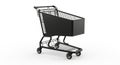 A black shopping cart with a sleek and modern design, featuring a wire m Royalty Free Stock Photo