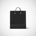 Black shopping paper bag. Template of empty black cardboard bag. Vector Royalty Free Stock Photo