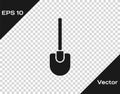 Black Shovel icon isolated on transparent background. Gardening tool. Tool for horticulture, agriculture, farming