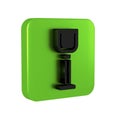 Black Shovel toy icon isolated on transparent background. Green square button.