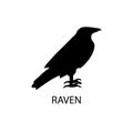 Black sign icon raven. Vector illustration eps 10