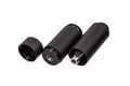 Black silencer for weapons. Suppressor that is at the end of an assault rifle Royalty Free Stock Photo