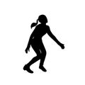 Black silhouete of the jumping or dancing young girl Royalty Free Stock Photo