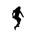 Black silhouete of the jumping or dancing young girl Royalty Free Stock Photo