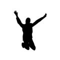 Black silhouete of the jumping or dancing young girl Royalty Free Stock Photo